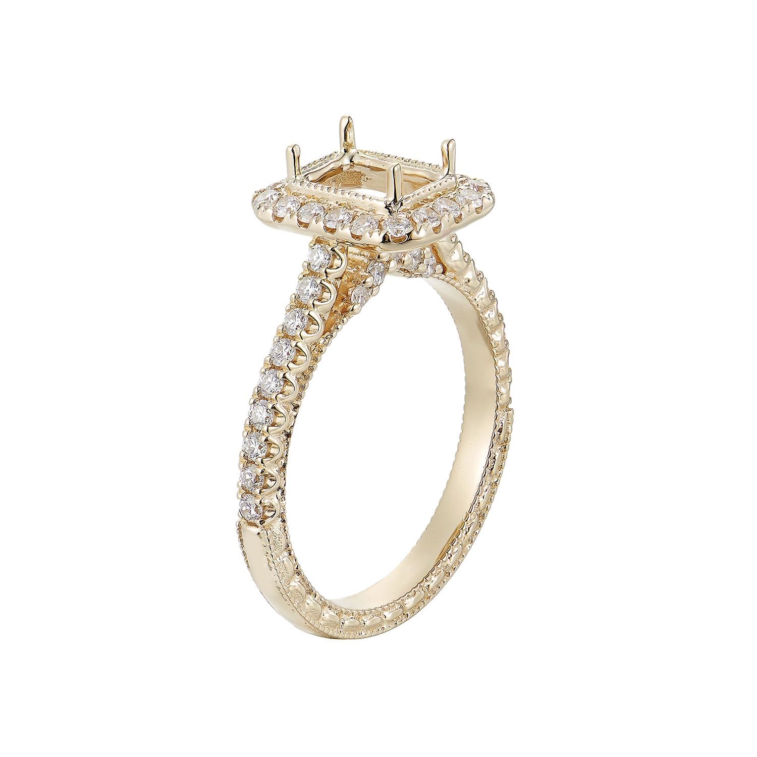 14K Yellow Gold Straight Shank Natural Diamond  Engagement Ring MZ1027