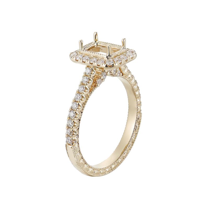 14K Yellow Gold Straight Shank Natural Diamond  Engagement Ring MZ1027