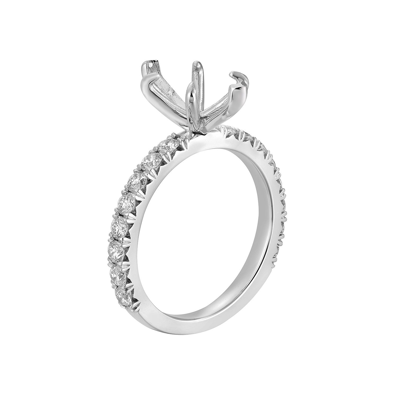 14K White Gold Straight Shank Natural Diamond  Engagement Ring MZ10604-Marquise