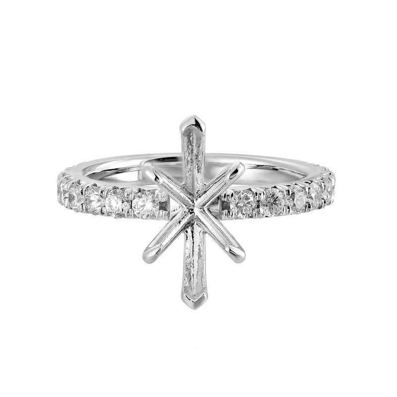 14K White Gold Straight Shank Natural Diamond  Engagement Ring MZ10604-Marquise