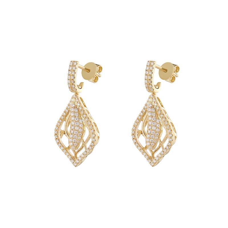 14K Yellow Gold Round Natural Diamond  Earring MZ10270