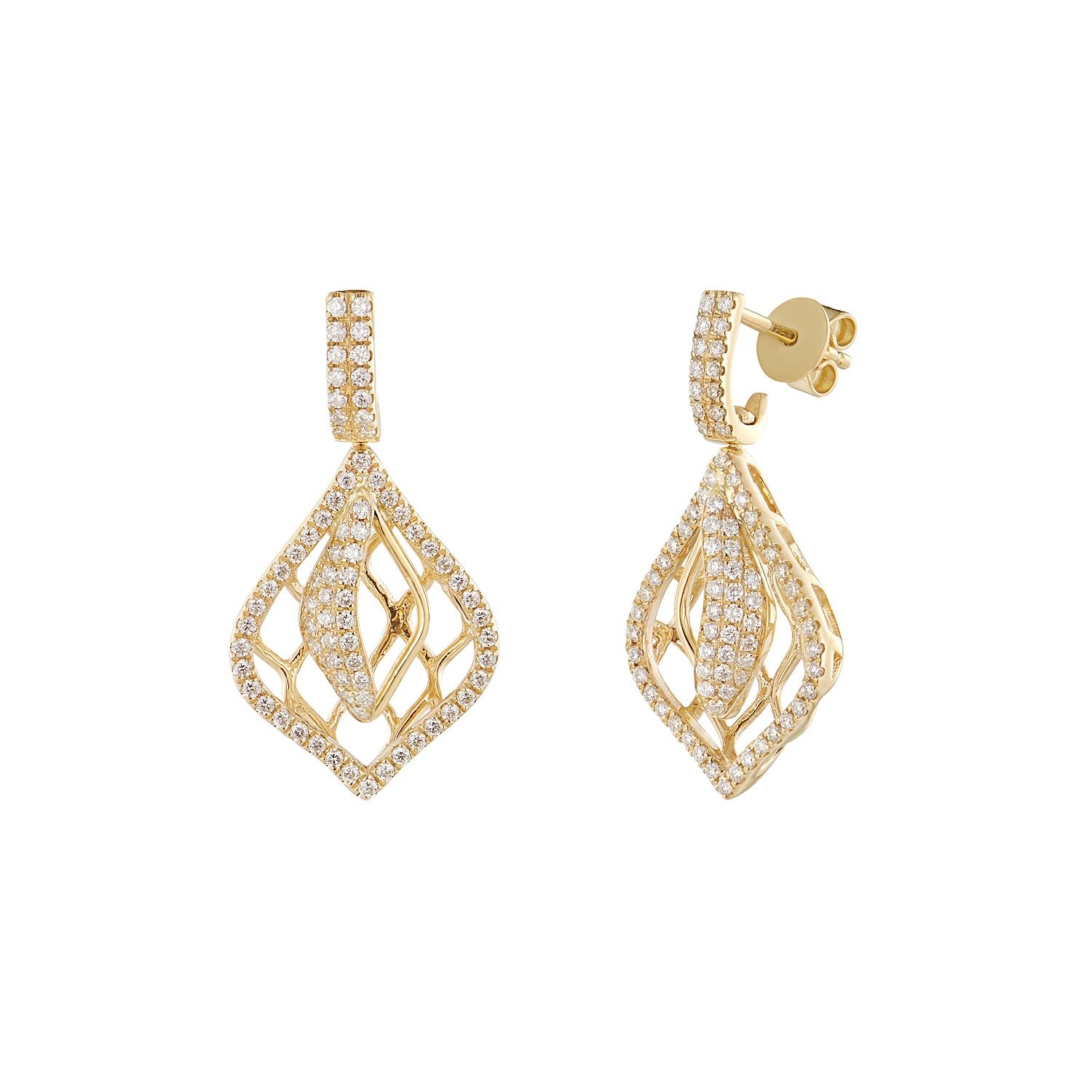 14K Yellow Gold Round Natural Diamond  Earring MZ10270
