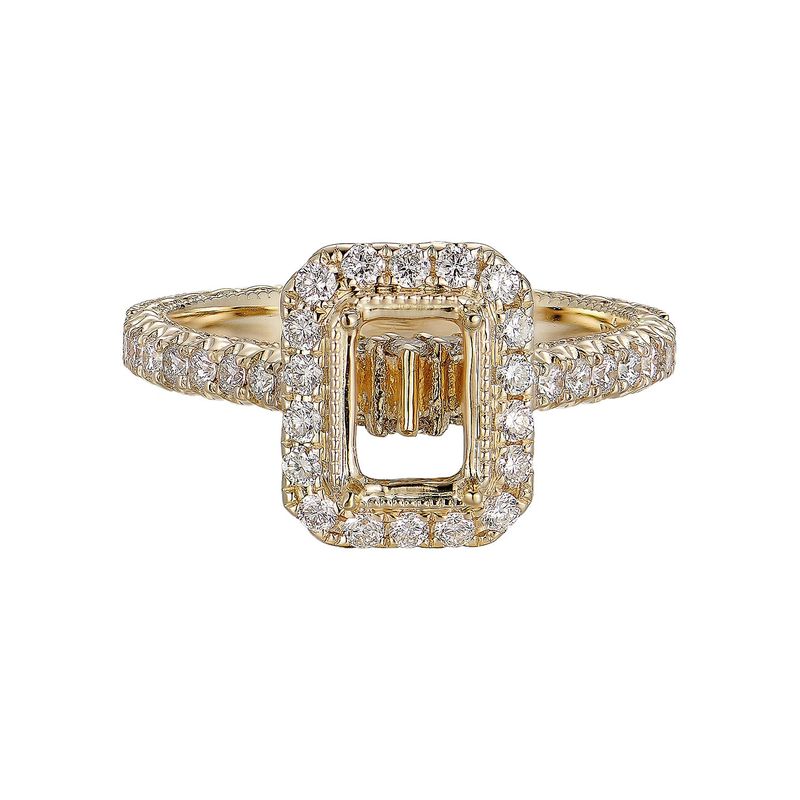 14K Yellow Gold Straight Shank Natural Diamond  Engagement Ring MZ1027