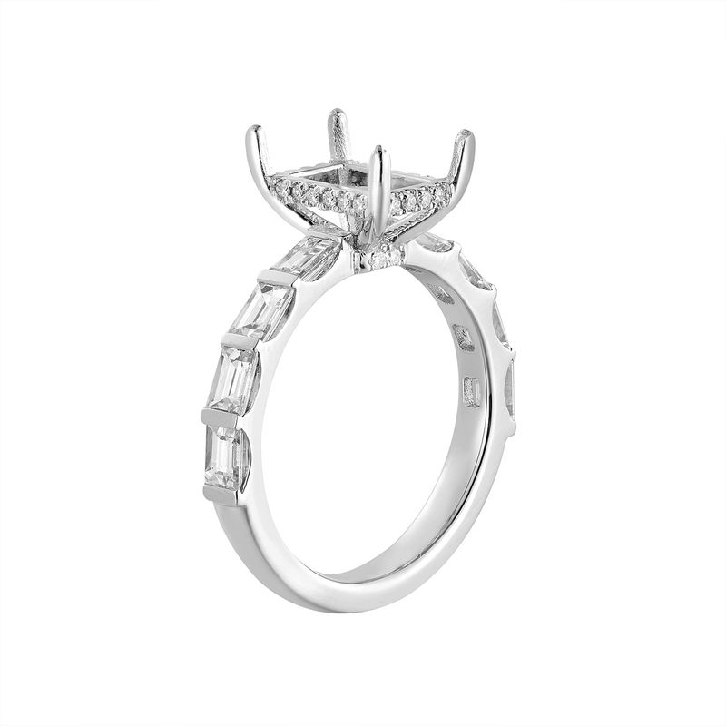 Platinum Gold Emerald Center Natural Diamond  Engagement Ring MZ11409