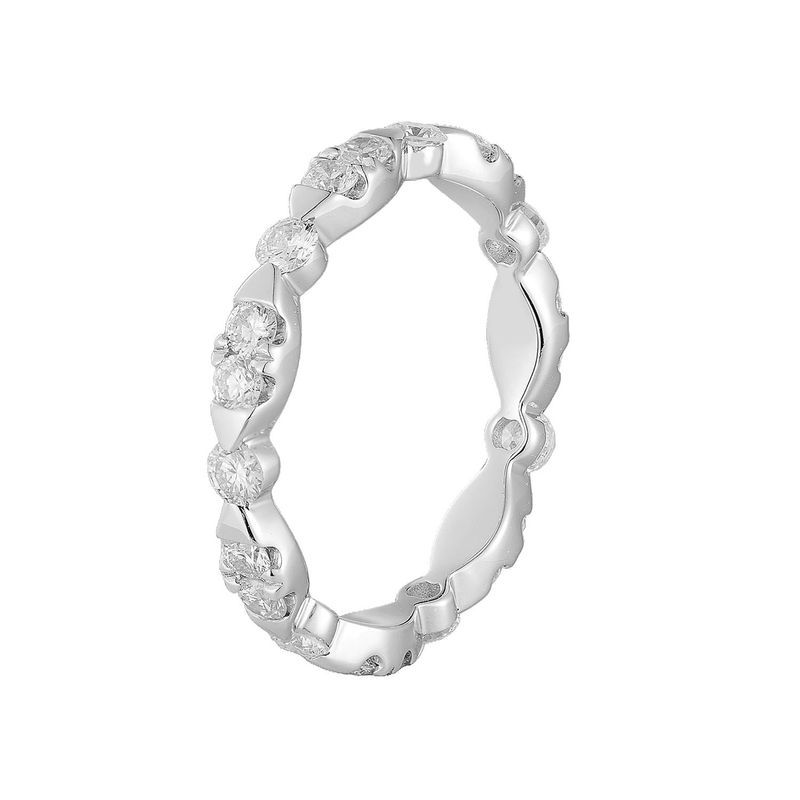 14K White Gold Round Natural Diamond  Eternity Band MZ12061