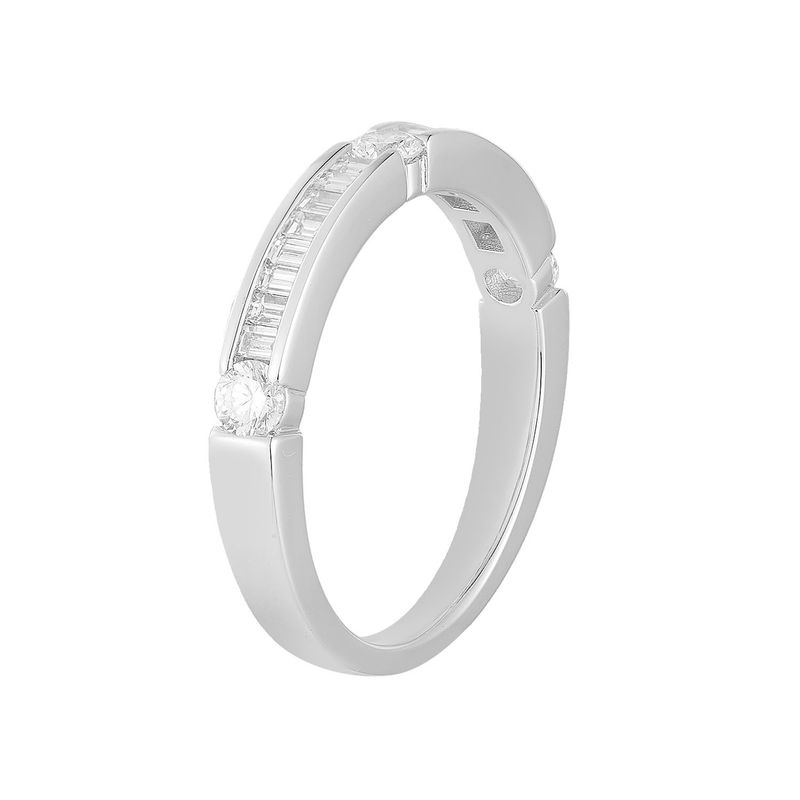 14K White Gold Round Natural Diamond Band MZ12055