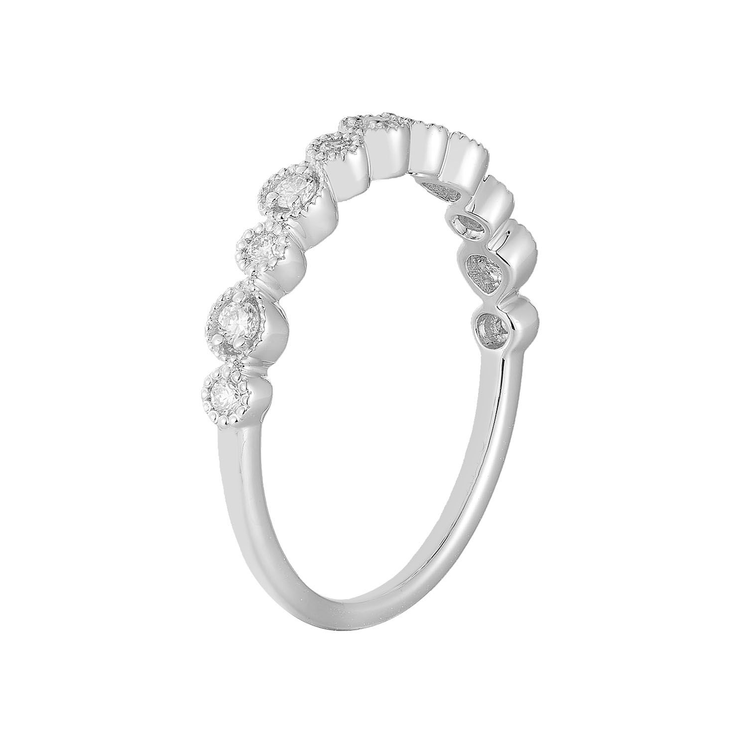 14K White Gold Round Natural Diamond  Wedding Band MZ12063