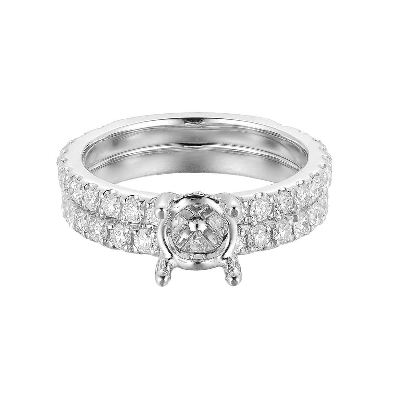 Mia Monserrat 14K Yellow/ White Gold Natural Diamond  Engagement Ring/ Ring Set MZ1416, Colour: 14K White