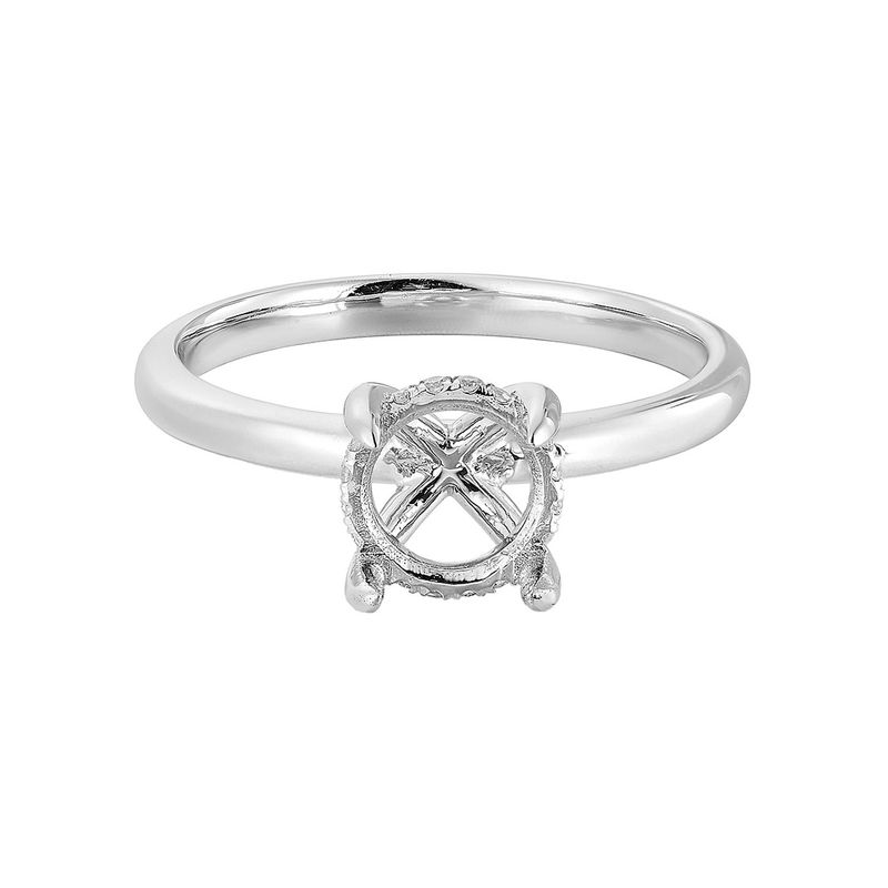 14K White Gold Natural Diamond RD Center Engagement Ring MZ1574-RD7.5MM