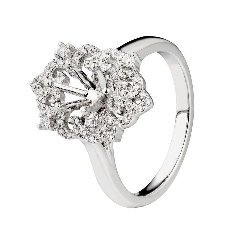 14K White Gold Natural Diamond Engagement Ring MZ1685