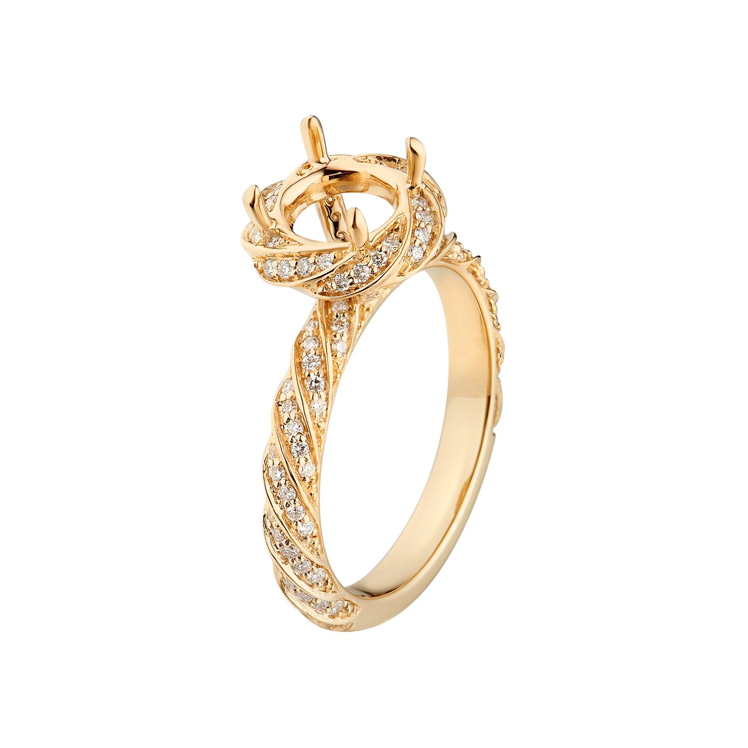 14K Yellow Gold Natural Diamond Engagement Ring MZ1775