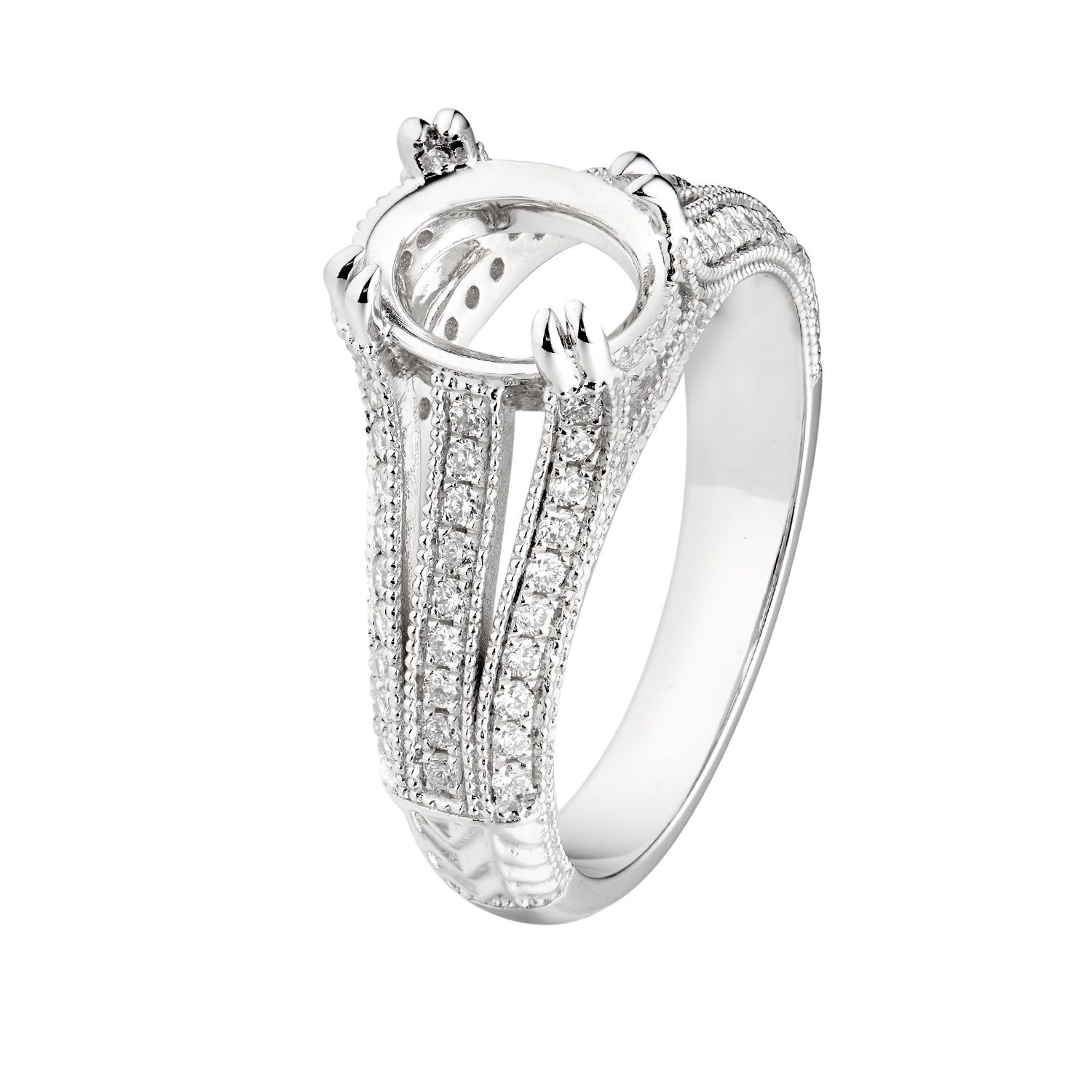 14K White Gold Natural Diamond Engagement Ring MZ1758