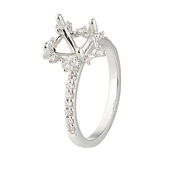 14K White Gold Oval Center Natural Diamond Engagement Ring MZ1791