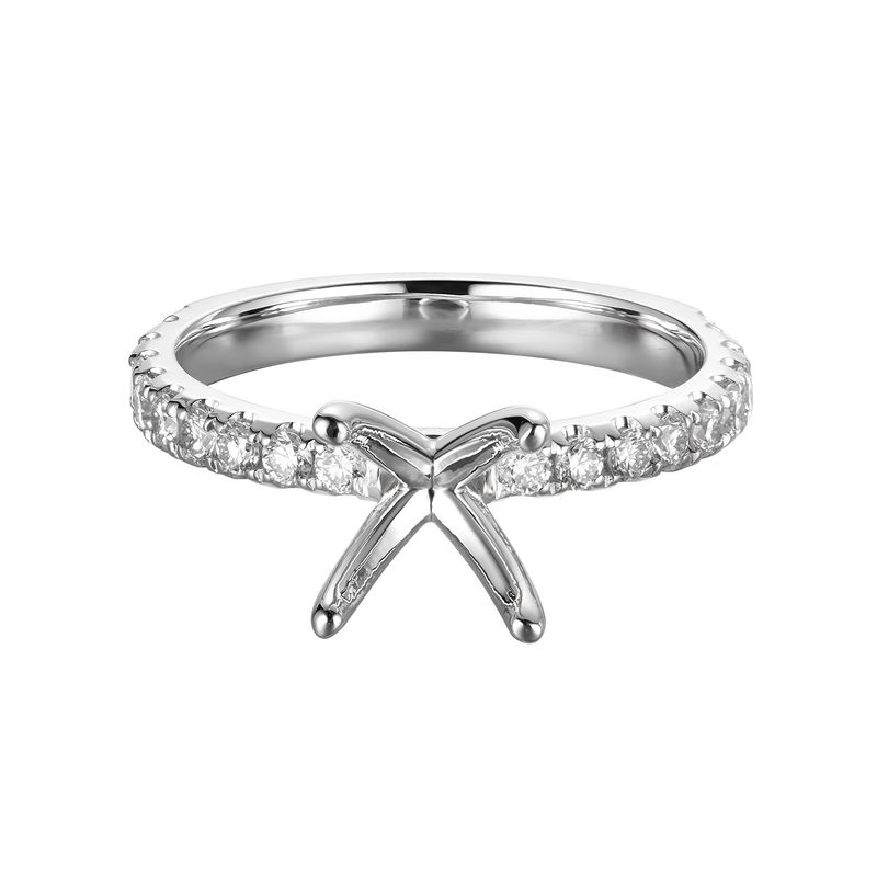14K White Gold Natural Diamond Classic Round Center Engagement Ring MZ1274-6.5mm