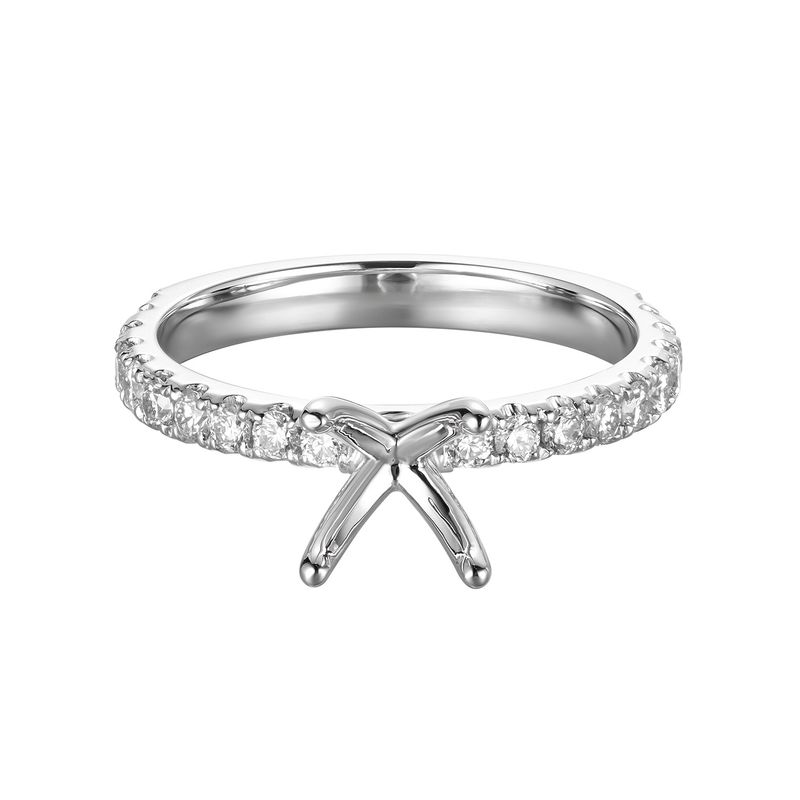 14K White Gold Natural Diamond Classic Round Center Engagement Ring MZ1274-8.2mm