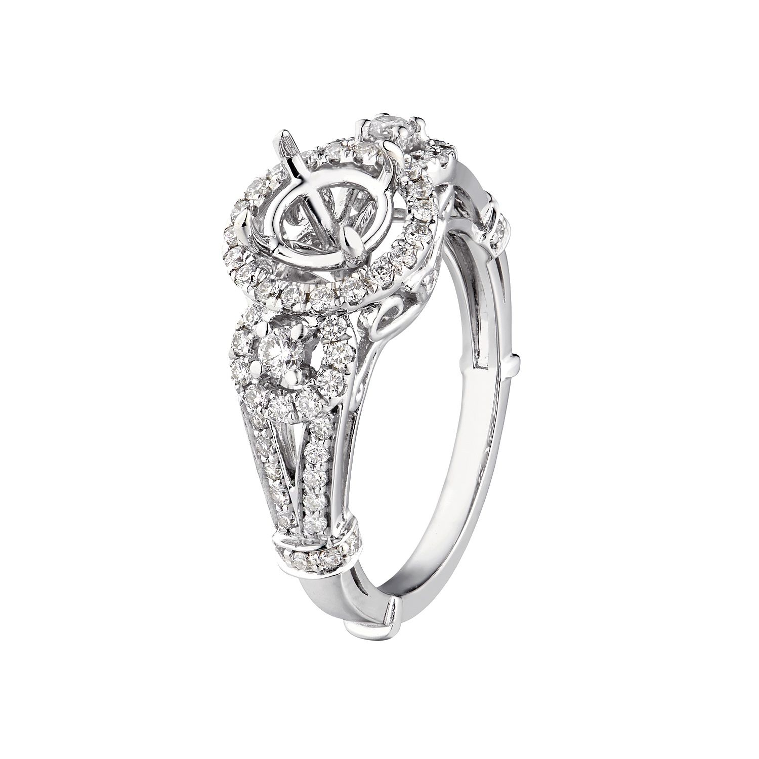 14K White Gold Engagement Ring&amp; Wedding Band Ring Set MZ1848 Natural Diamond