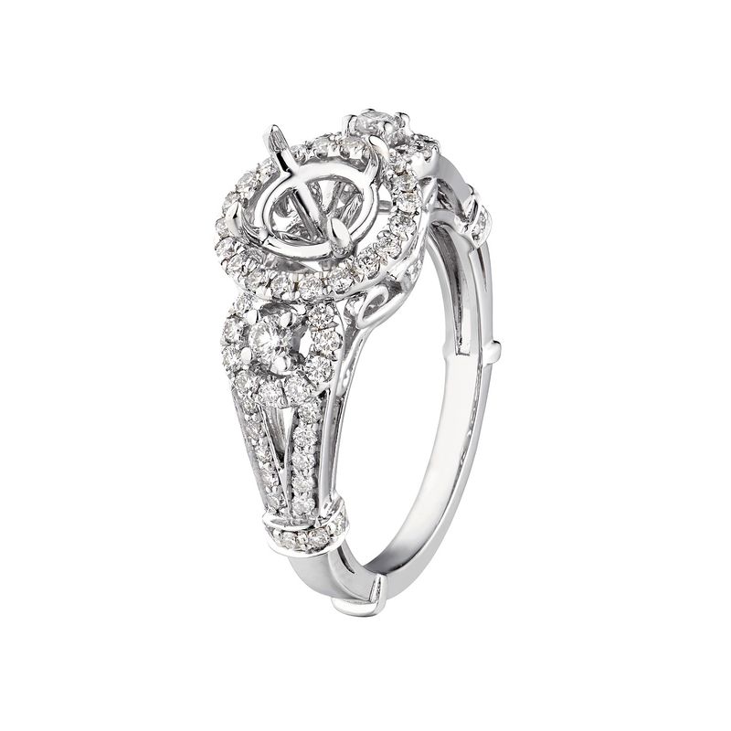 14K White Gold Engagement Ring&amp; Wedding Band Ring Set MZ1848 Natural Diamond