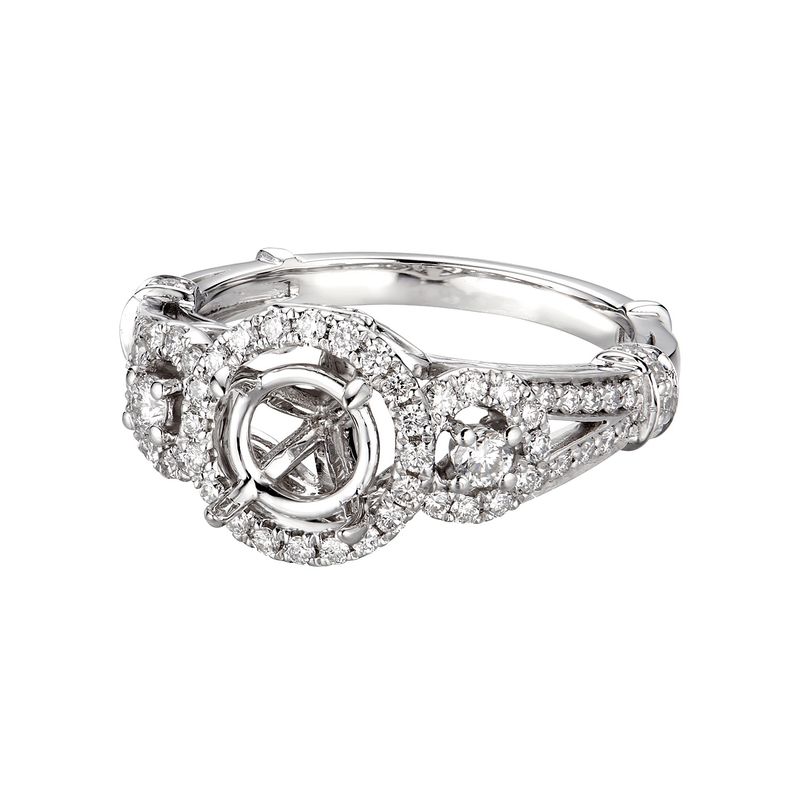 14K White Gold Engagement Ring&amp; Wedding Band Ring Set MZ1848 Natural Diamond