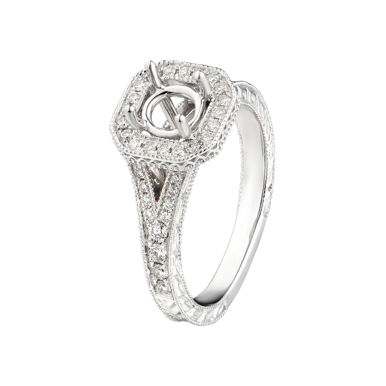 14K White Gold Natural Diamond Engagement Ring MZ1905