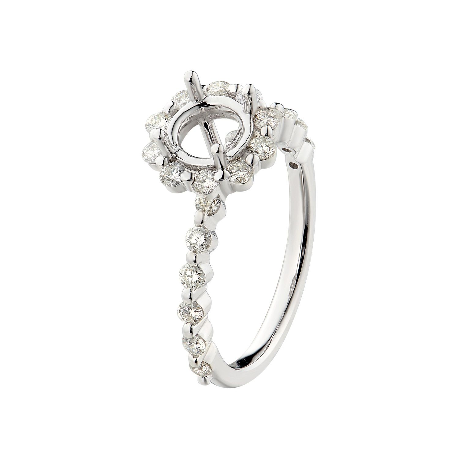 14K White Gold Natural Diamond Engagement Ring MZ1929