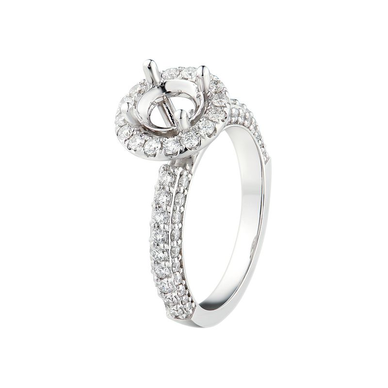 14K White Gold Round Center Natural Diamond  Engagement Ring MZ1941