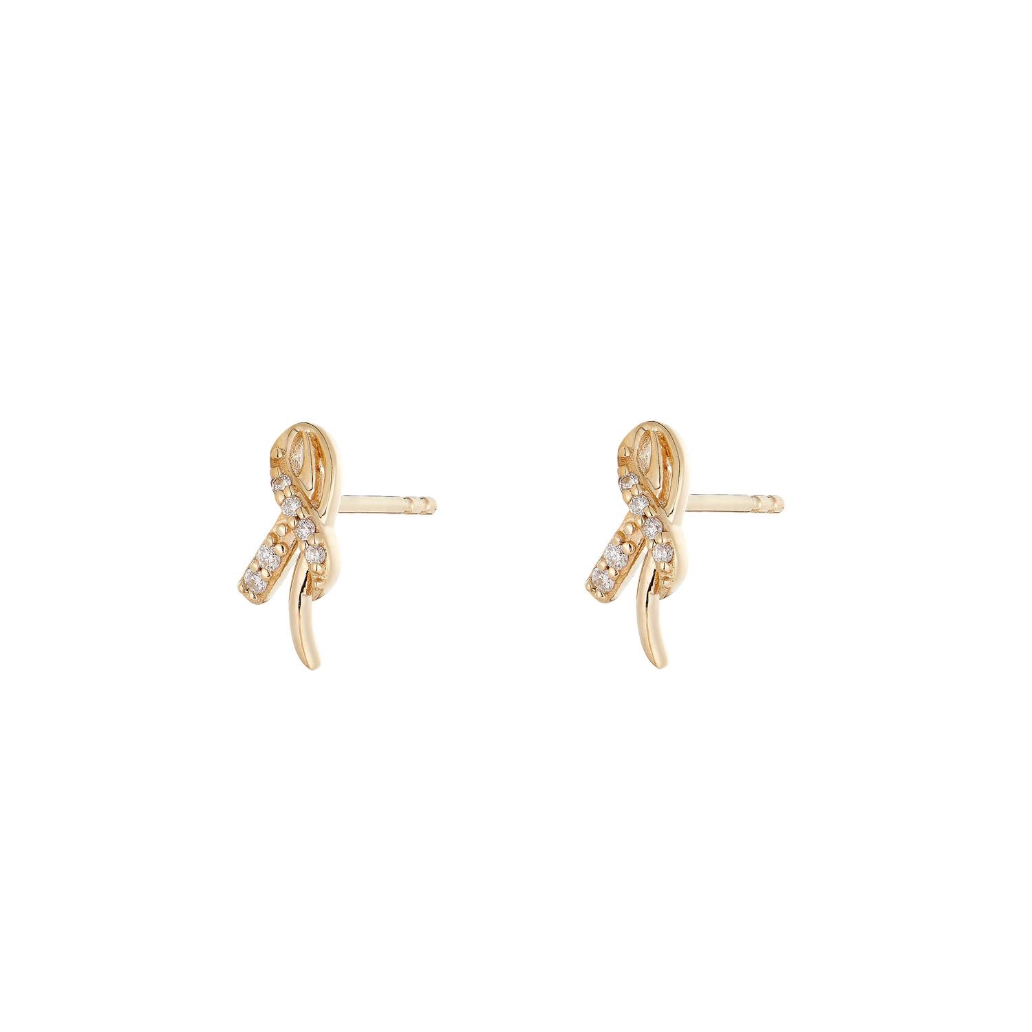 Mia Monserrat 14K Yellow Gold Round Natural Diamond  Stud Earrings MZ72058 Natural Diamond