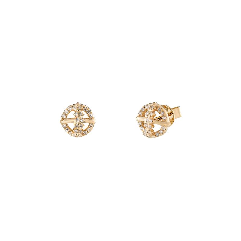 14K White/Yellow Gold Natural Diamond  Round Stud Earrings MZ10297