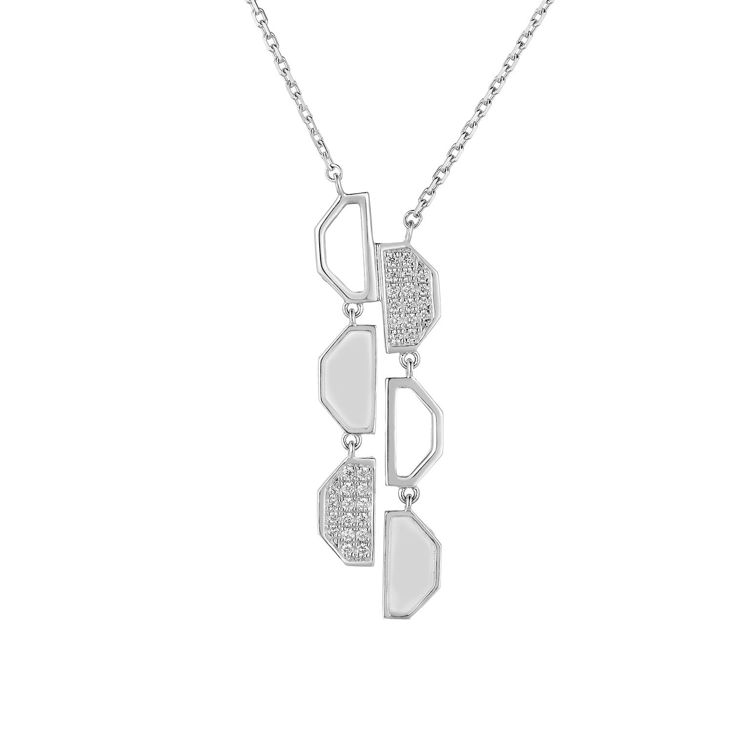 14K White/Yellow Gold Natural Diamond  Pendant Necklace MZ10030, Colour: White