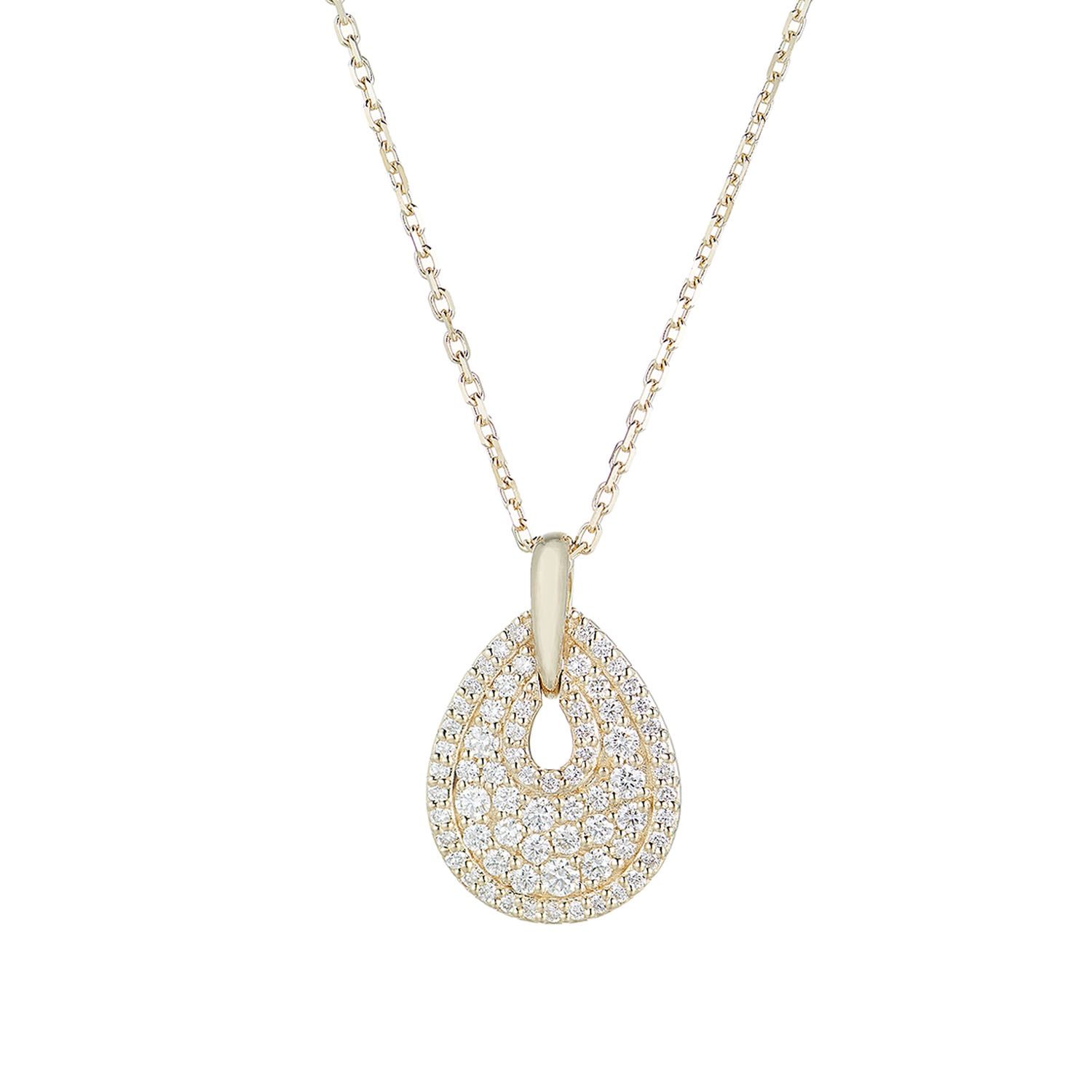 14K Yellow Gold Natural Diamond  Pendant Necklace MZ7996
