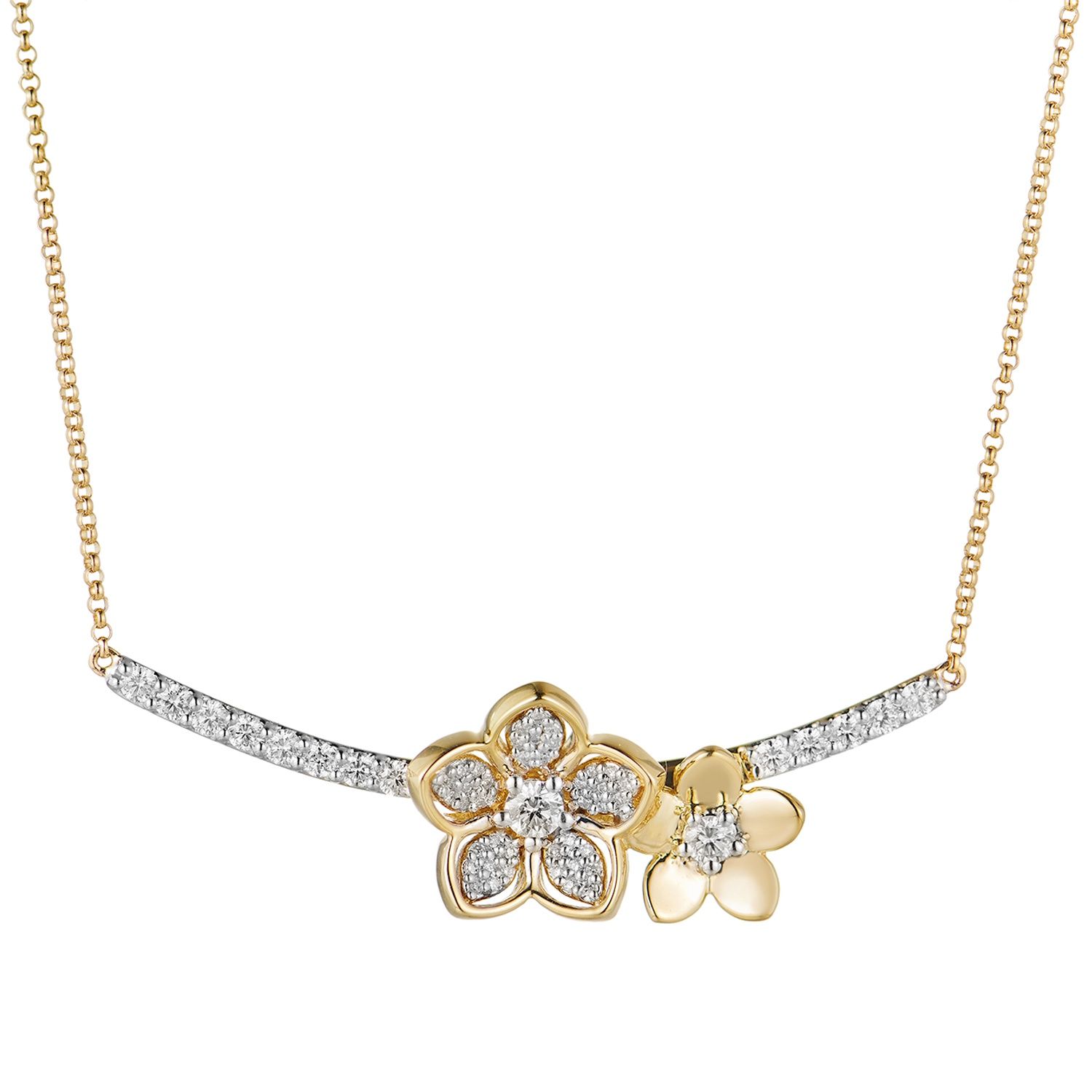 14K Yellow Gold 14K White Gold Natural Diamond Pendant Necklace MZ71682