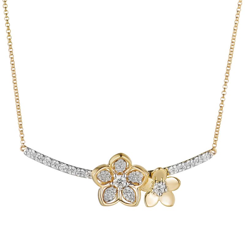 14K Yellow Gold 14K White Gold Natural Diamond Pendant Necklace MZ71682