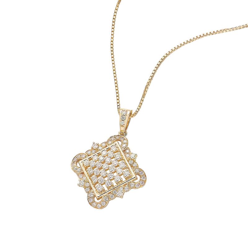 14K Yellow Gold Round Natural Diamond  Pendant Necklace MZ10197 Natural Diamond