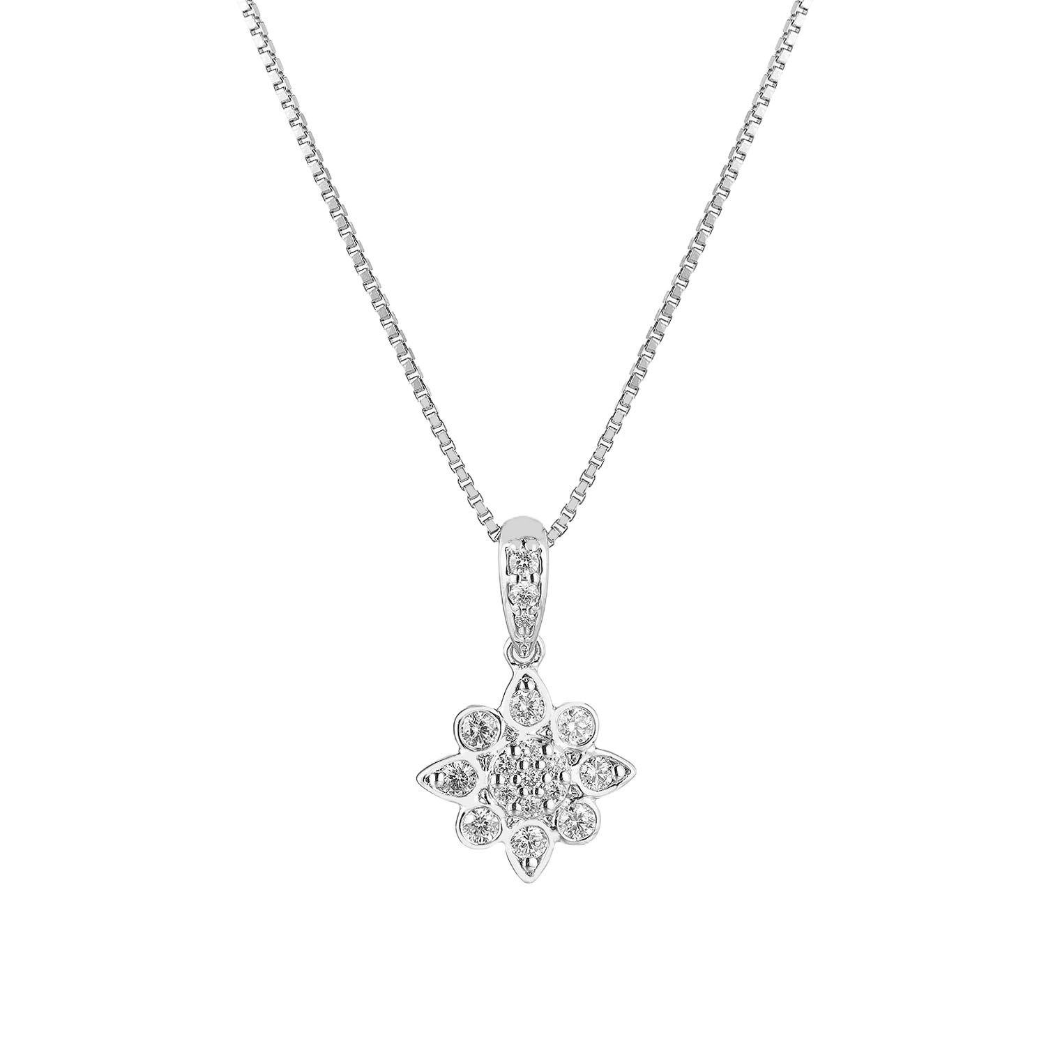 14K Gold White Natural Natural Diamond  Necklace Pendant MZ71642