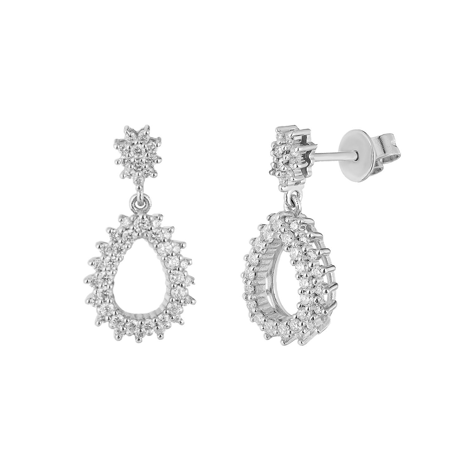 14K White Gold Round Natural Diamond  Stud Earrings MZ9916