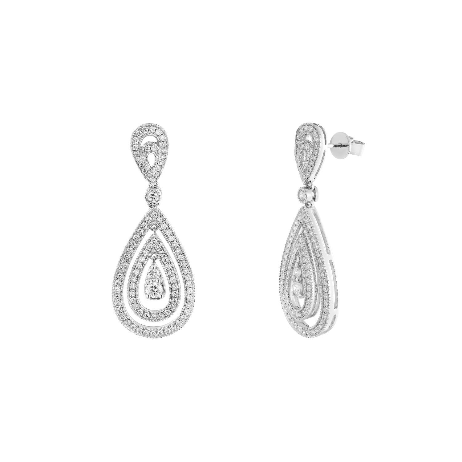 14K White Gold Round Natural Diamond  Earring MZ72448