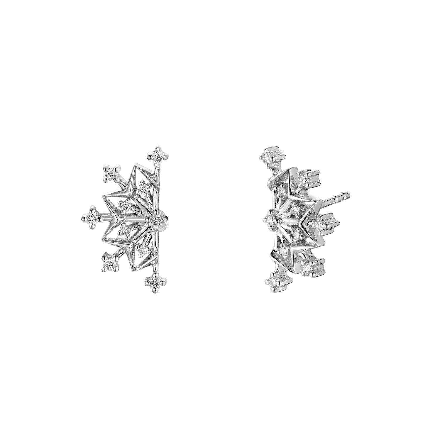 14K White Gold Round Natural Diamond  Stud Earrings MZ10086