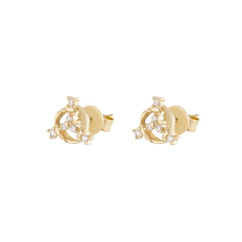 14K Yellow Gold Natural Diamond  Stud Earrings MZ10282