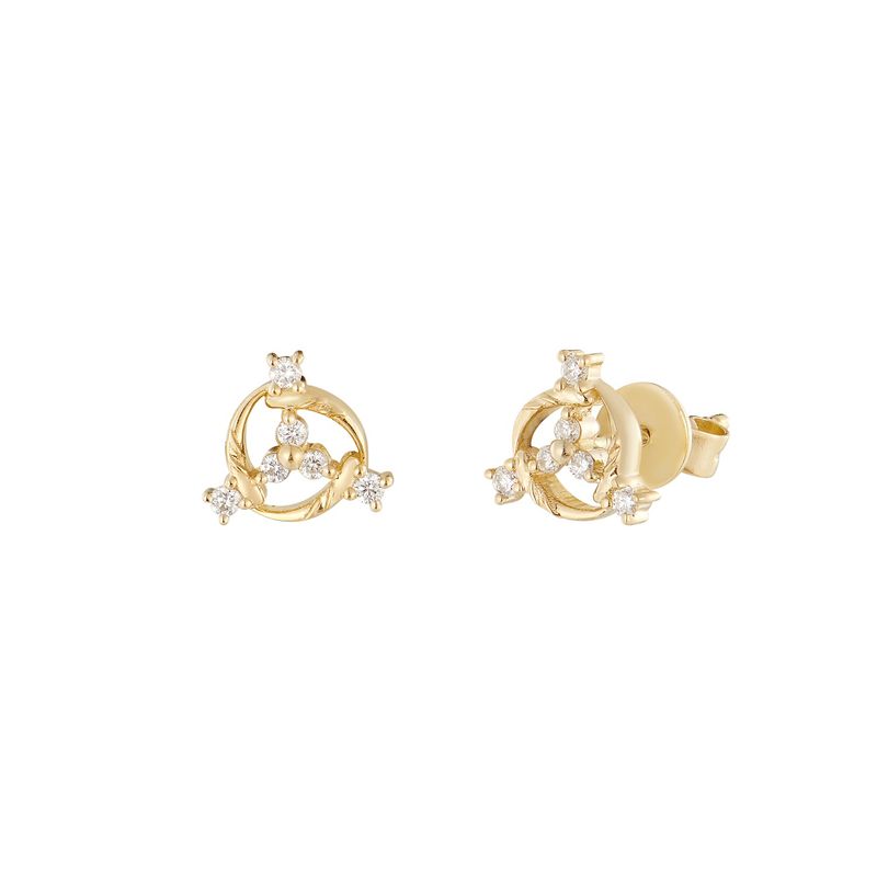 14K Yellow Gold Natural Diamond  Stud Earrings MZ10282