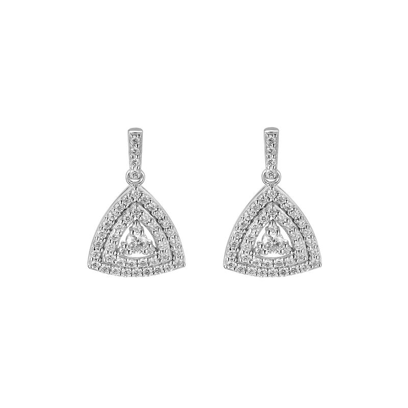 14K White Gold Natural Diamond  Round Stud Earrings MZ9821