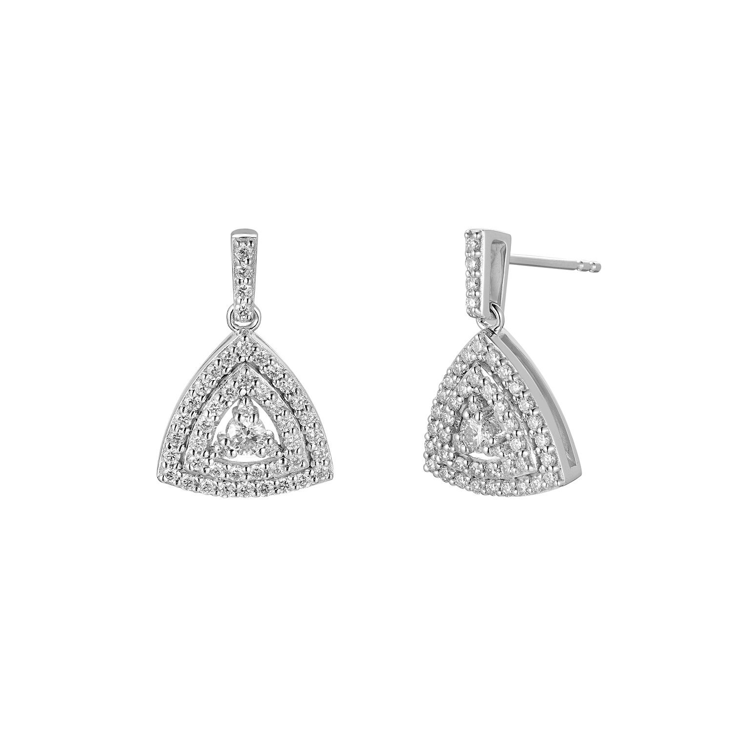 14K White Gold Natural Diamond  Round Stud Earrings MZ9821