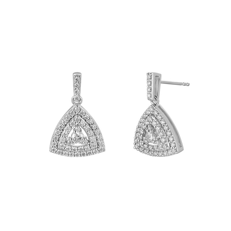 14K White Gold Natural Diamond  Round Stud Earrings MZ9821