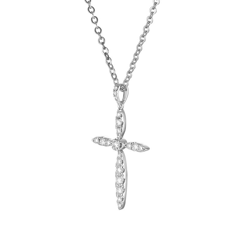 14K White/Yellow Gold Cross Natural Diamond  Pendant MZ9046