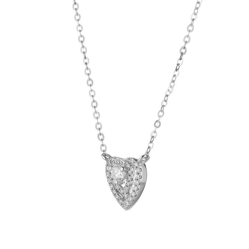 14K White Gold Natural Diamond  Pendant Necklace MZ9983