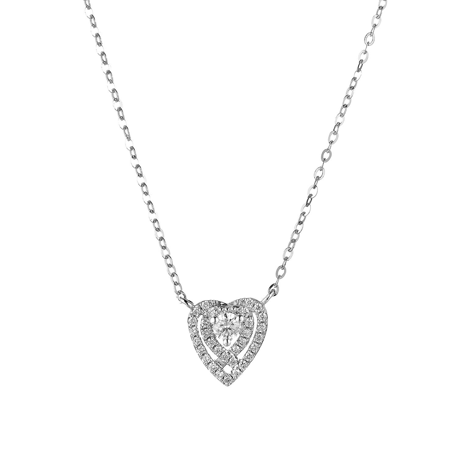 14K White Gold Natural Diamond  Pendant Necklace MZ9983