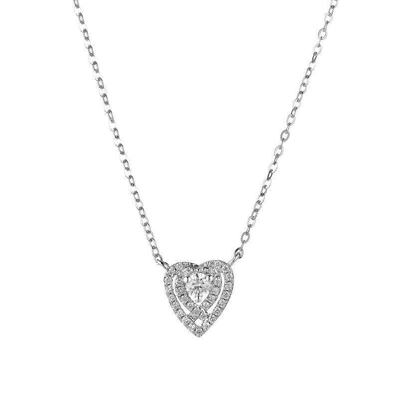 14K White Gold Natural Diamond  Pendant Necklace MZ9983