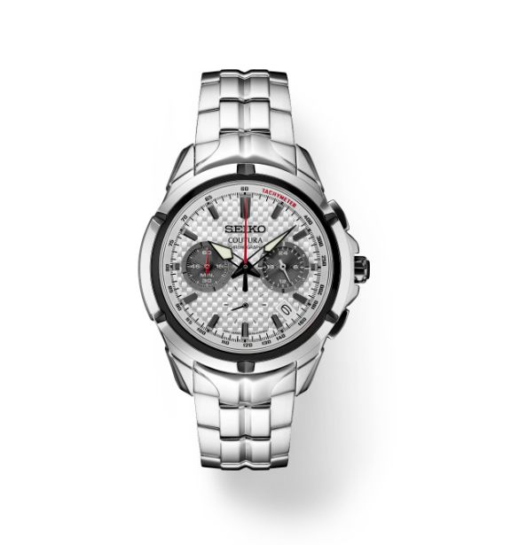 Seiko Coutura Chronograph SILVER Dial 43mm Quartz Watch Stainless Steel SSB433
