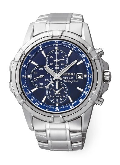 Essentials SS Solar Alarm Chronograph Blue Dial