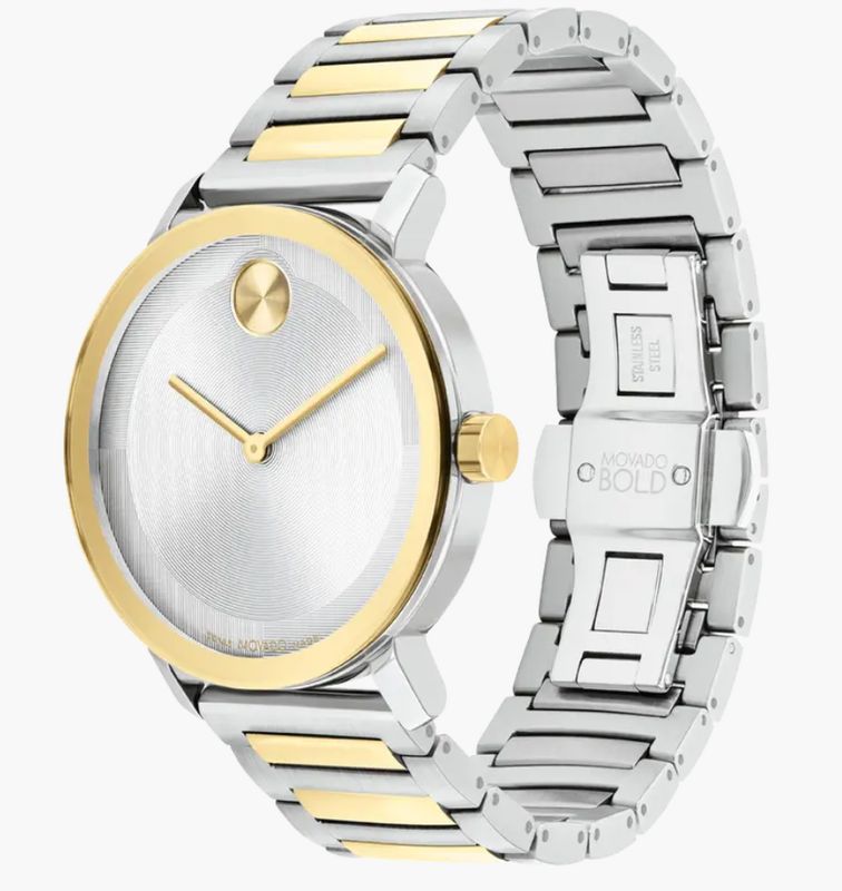 Movado BOLD Evolution 2.0 Silver Dial Steel &amp; Gold Men's Watch 3601087