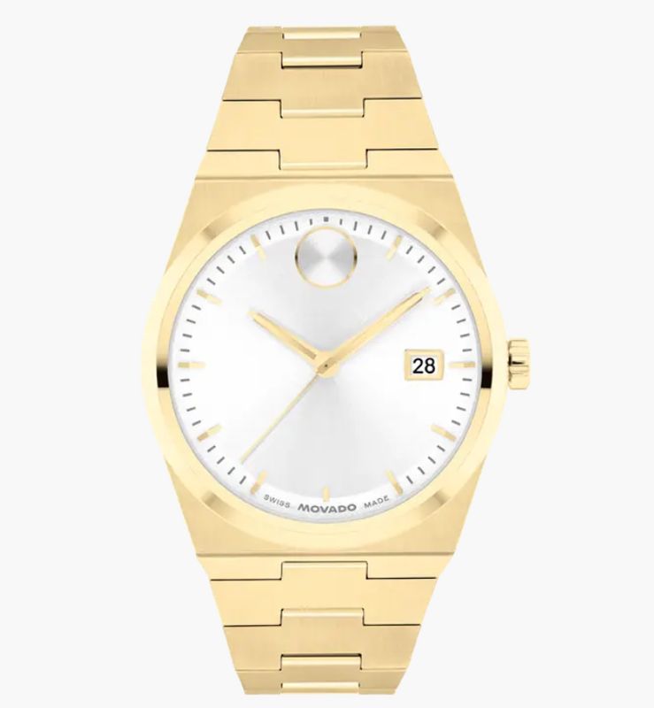 Movado BOLD Quest White Dial Stainless Steel Gold Tone Watch 35mm - 3601187