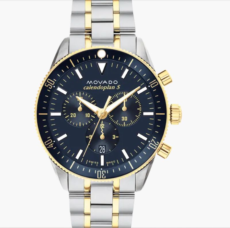 Movado HERITAGE SERIES CALENDOPLAN S 2 Tone Stainless Bracelet Watch 3650126
